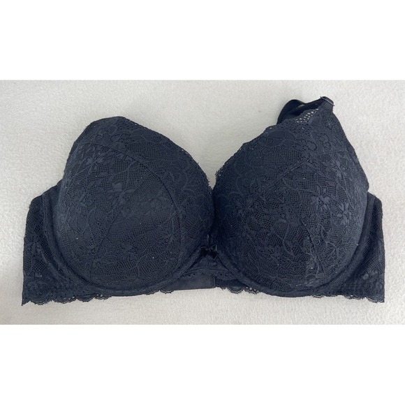 Torrid Curve Underwire Padded Push Up Plunge Bra Size 42DD Black Lace Sexy Plus - Picture 1 of 9